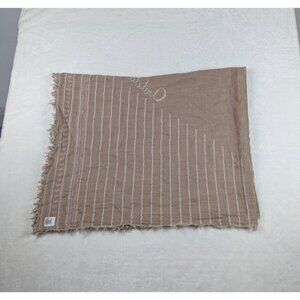 Aritzia Striped Print Square Fringe Blanket Scarf  100% Wool STAFF EXCLUSIVE